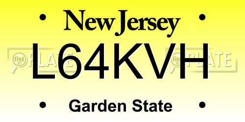 L64KVH New Jersey License Plate