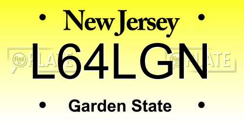 L64LGN New Jersey License Plate