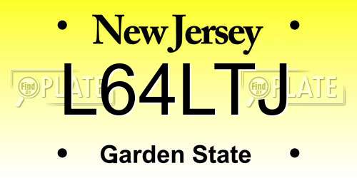 L64LTJ New Jersey License Plate