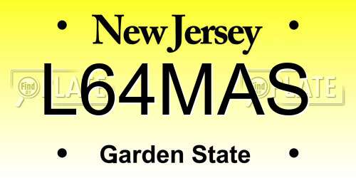 L64MAS New Jersey License Plate