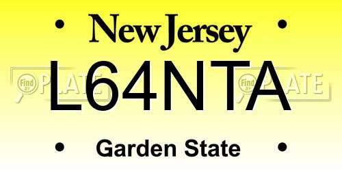 L64NTA New Jersey License Plate