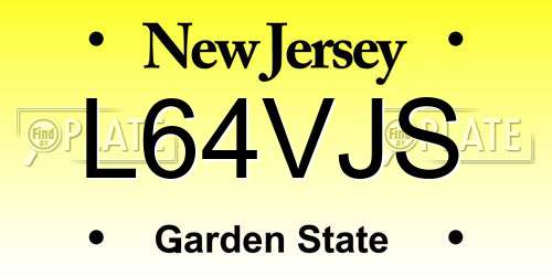 L64VJS New Jersey License Plate
