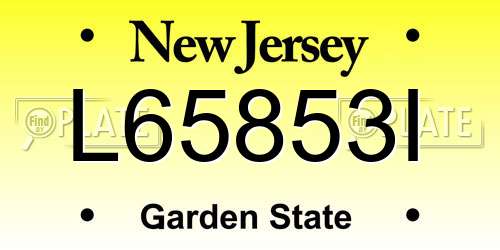 L65853I New Jersey License Plate
