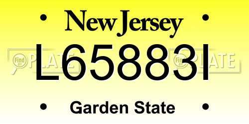 L65883I New Jersey License Plate