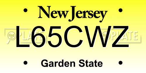 L65CWZ New Jersey License Plate