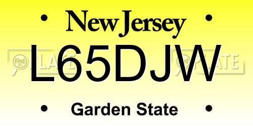 L65DJW New Jersey License Plate