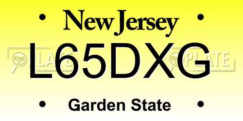 L65DXG New Jersey License Plate