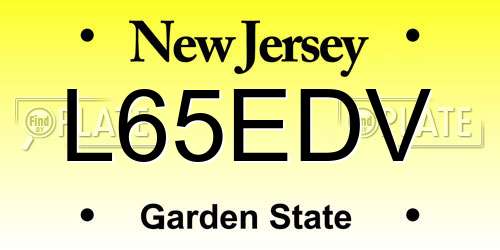 L65EDV New Jersey License Plate