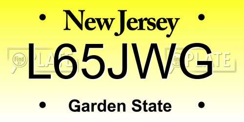 L65JWG New Jersey License Plate