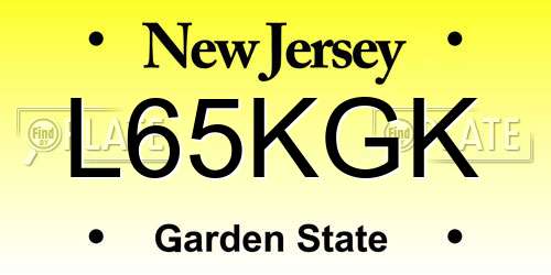 L65KGK New Jersey License Plate