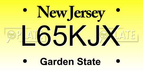 L65KJX New Jersey License Plate