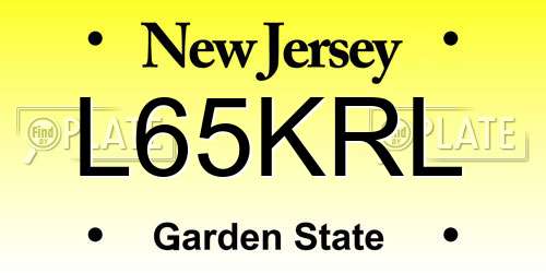 L65KRL New Jersey License Plate