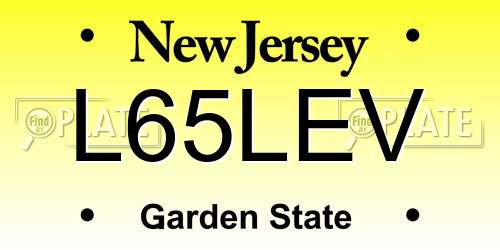 L65LEV New Jersey License Plate