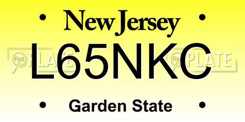 L65NKC New Jersey License Plate