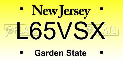 L65VSX New Jersey License Plate