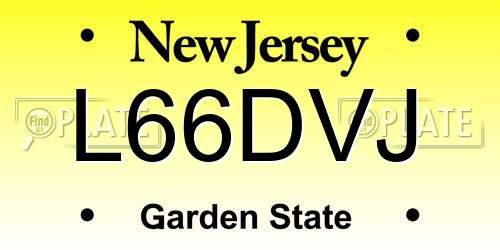 L66DVJ New Jersey License Plate