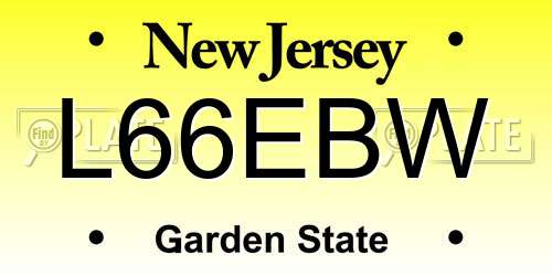 L66EBW New Jersey License Plate