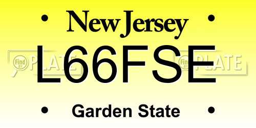 L66FSE New Jersey License Plate