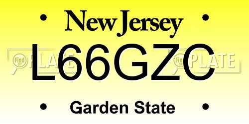 L66GZC New Jersey License Plate