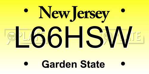 L66HSW New Jersey License Plate