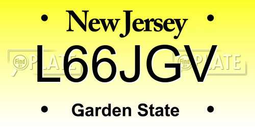 L66JGV New Jersey License Plate