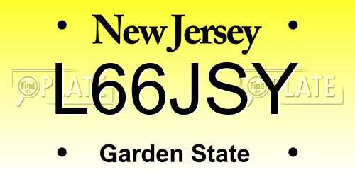 L66JSY New Jersey License Plate