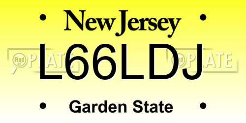 L66LDJ New Jersey License Plate