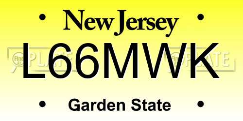 L66MWK New Jersey License Plate