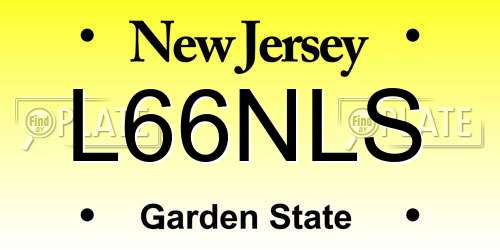 L66NLS New Jersey License Plate