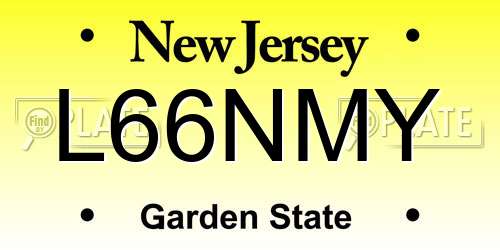 L66NMY New Jersey License Plate