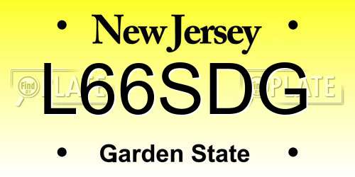 L66SDG New Jersey License Plate