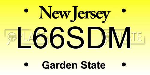 L66SDM New Jersey License Plate
