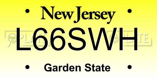 L66SWH New Jersey License Plate