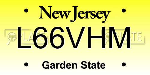 L66VHM New Jersey License Plate