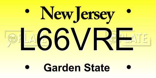 L66VRE New Jersey License Plate