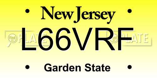 L66VRF New Jersey License Plate