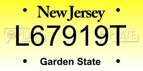 L67919T New Jersey License Plate