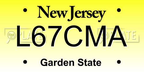 L67CMA New Jersey License Plate