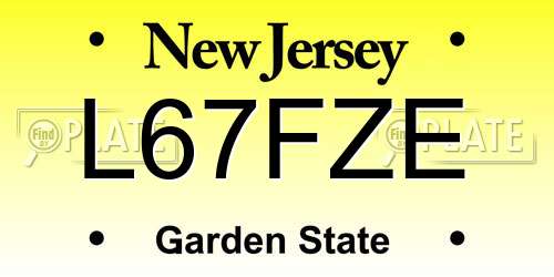 L67FZE New Jersey License Plate