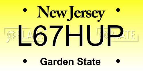 L67HUP New Jersey License Plate