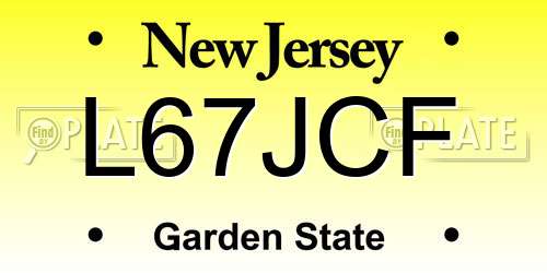 L67JCF New Jersey License Plate