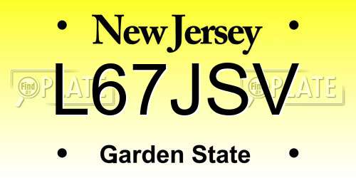 L67JSV New Jersey License Plate