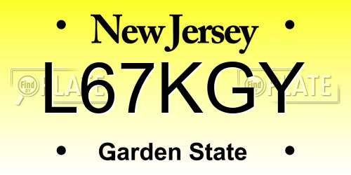 L67KGY New Jersey License Plate