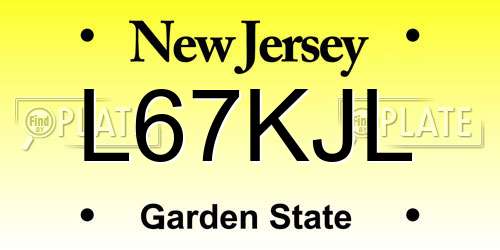 L67KJL New Jersey License Plate