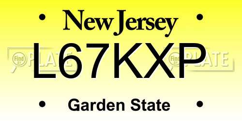 L67KXP New Jersey License Plate