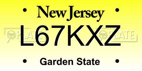 L67KXZ New Jersey License Plate
