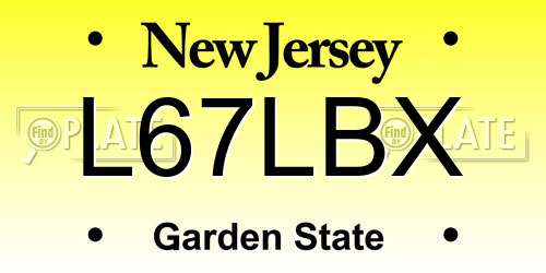 L67LBX New Jersey License Plate