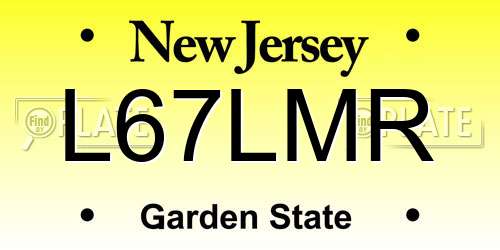 L67LMR New Jersey License Plate