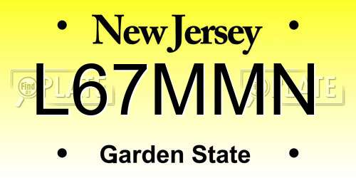 L67MMN New Jersey License Plate