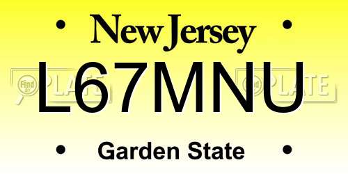 L67MNU New Jersey License Plate